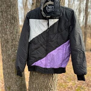 Vintage 90s Black and Purple Snow Trails Ski Jacket
